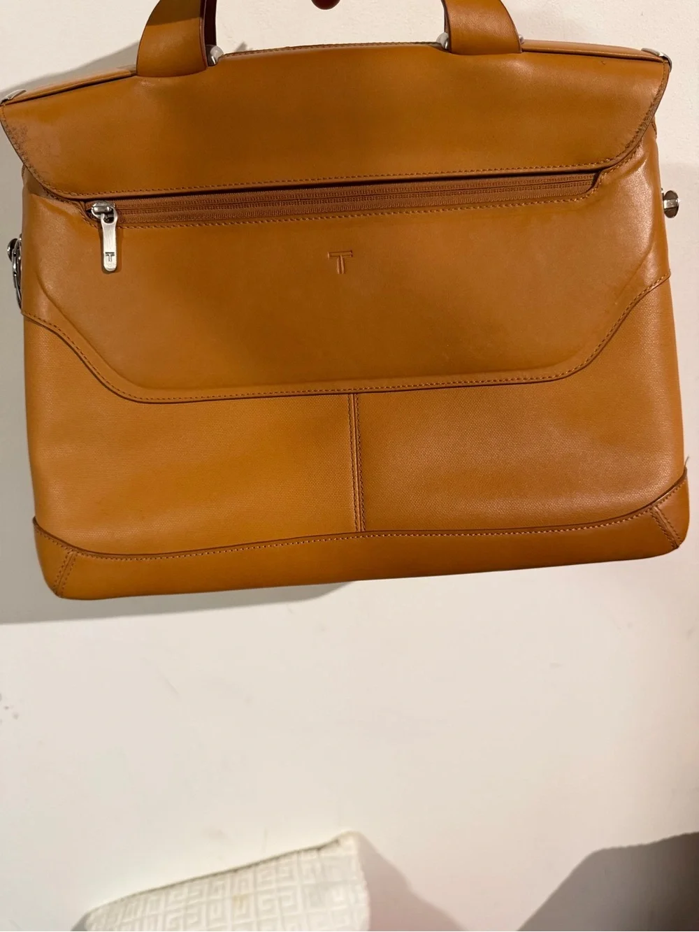Tumi Tan Leather Briefcase Bag